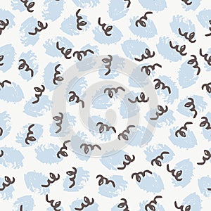 Vector multicolor seamless pattern from blue and brown blots.Free form abstract spots.Design for textile,wrapping paper.