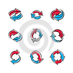 Vector multimedia refresh icons, arrows and buttons