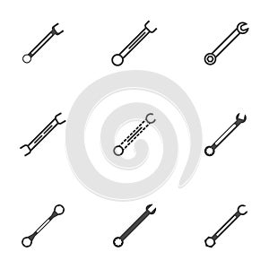 Vector multy style of wrench icon set