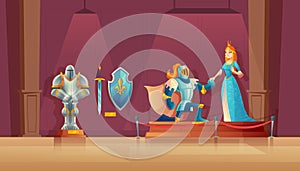 Vector museum concept, medieval exhibition, historical excursion