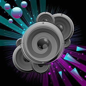 Vector music backgroud with speakers and stars photo