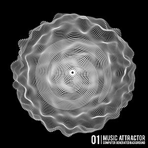 Vector Music background. Big Data Particle Flow Visualisation. Science infographic futuristic illustration. Sound wave