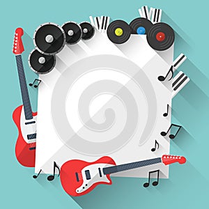 Vector Music Background in Flat style design