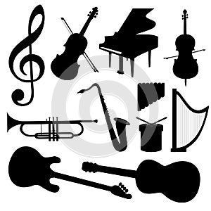 Vector Music Instruments - Silhouette