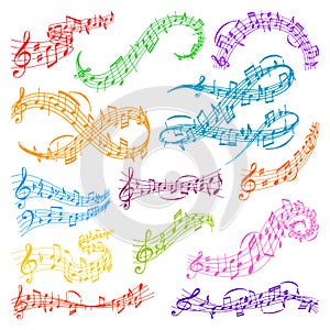 Vector music note melody symbols vector illustration