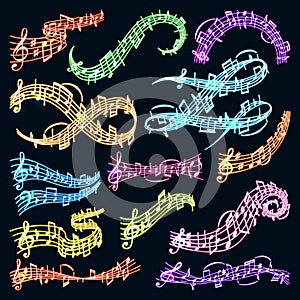 Vector music note melody symbols vector illustration