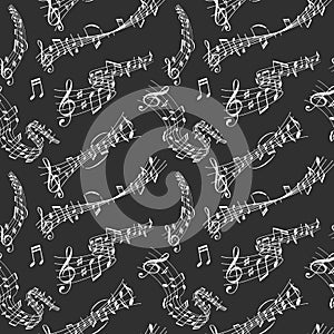 Vector music note melody symbols vector seamless pattern