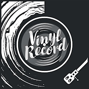 Vector music poster with old vinyl record