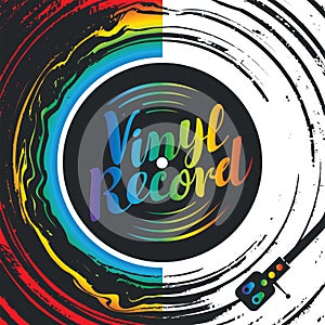Vector music poster with old vinyl record