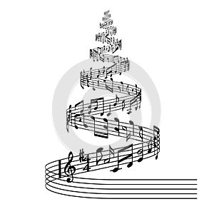 Vector music score Christmas tree