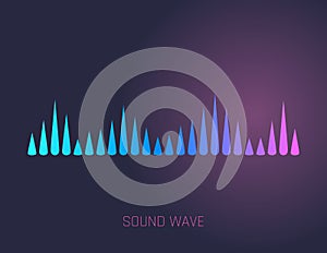 Vector music sound waves. Audio digital equalizer technology, console panel, musical pulse. Dark background