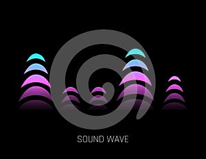 Vector music sound waves. Audio digital equalizer technology, console panel, musical pulse. Dark background