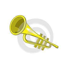 Vector music trumpet isolated icon - musical instrument illustration sign . orchestra concert musician saxophone sign symbol