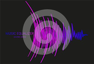 Vector music wave energy logo. Color pulse audio player banner. Futuristic waveform technology illustration