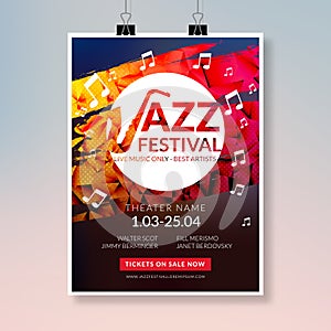 Vector musical flyer Jazz festival. Music concert poster background festival brochure flyer template