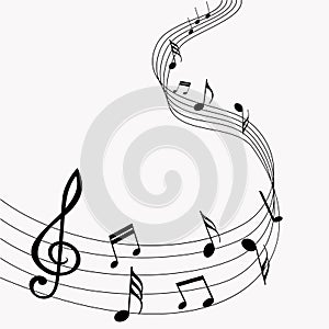 Vector musical notes. Music. Gray background. Vector illustration. EPS 10