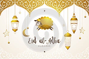 Happy sacrifice celebration Eid al-Adha card.