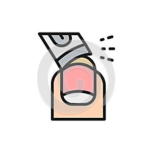 Vector nail extension, manicure tips flat color line icon.