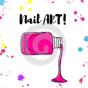 Vector nail polish spill hand drawn poster