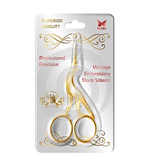 Vector nail scissors in transparent packaging