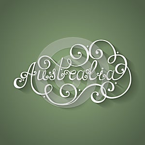 Vector Name of Continent, Australia Inscription. Hand Drawn Lettering