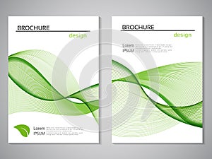 Vector natural brochure, design of nature, bio flyer with abstract wave design. Layout template with leaf. Aspect Ratio for A4 siz