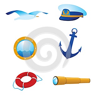 Vector nautical icons and logos