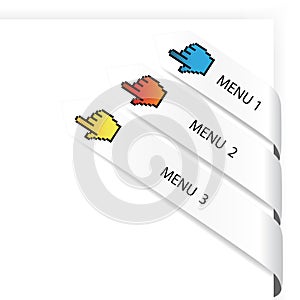 Vector navigation arrows with cursor of hand