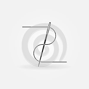 Vector needle and thread icon or symbol
