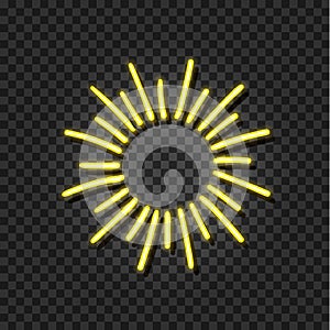 Vector Neon Sunshine, Shine Icon, Yellow Glowing Shine Template.
