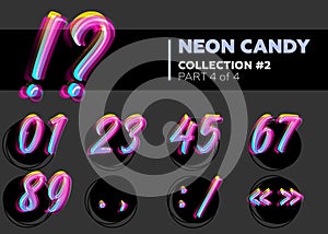 Vector Neon Character Typeset. Glowing Numbers on Dark
