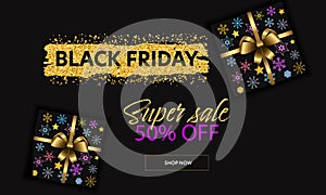 Vector Neon, Colorful Black Friday Super Sale Banner.