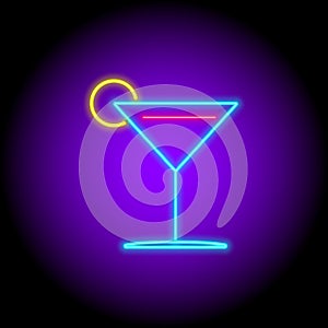 Vector neon flat design icon of party bar fresh cocktail symbol