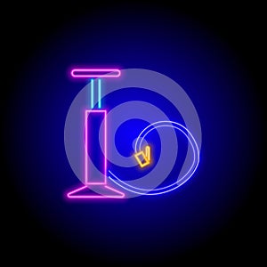 Vector neon flat icon of car wheel hand pump