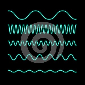 Vector neon flat icon of wave line amplitude
