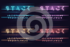 Vector neon futuristic display typeface, font, alphabet