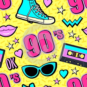 Vector neon pop background 80s, 90s