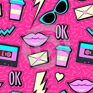 Vector neon pop background 80s, 90s