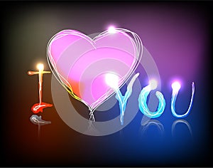 Vector neon valentine day card