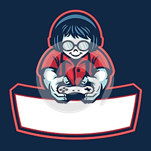 Nerd boy mascot e-sport logo