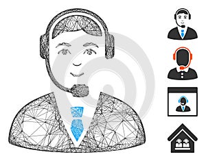 Network Call Center Operator Vector Mesh