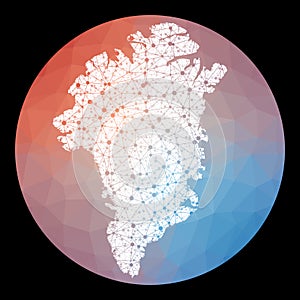 Vector network Greenland map.