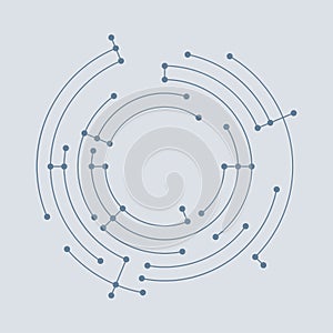 Vector network line structure in circles with dots