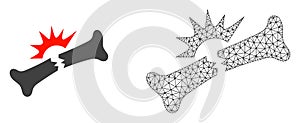 Vector Network Mesh Bone Fracture and Flat Icon
