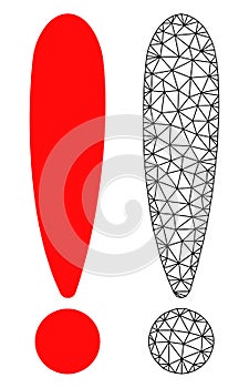 Vector Network Mesh Exclamation Sign and Flat Icon
