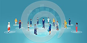 Vector of a network of people of different occupations and jobs