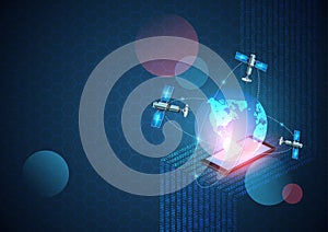 Vector network technology background. New generation mobile network and the internet. Digital data as digits binary code connected