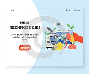 Vector new technologies website landing page design template