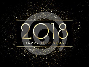 Vector 2018 New Year Black background with gold glitter confetti splatter texture.