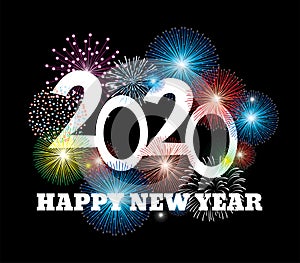 Vector New Year Fireworks. 2020 New Year celebration.